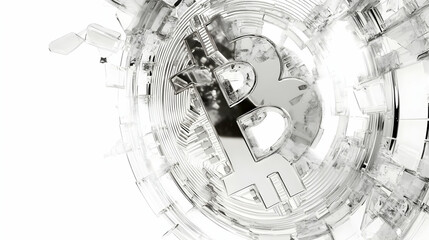 Futuristic Glowing Bitcoin Symbol in Holographic Background