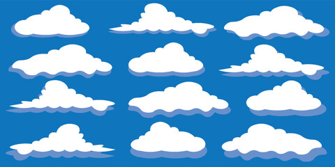 White cloud illustration collection. Cartoon cloud vector set in flat design. modern illustration eps10