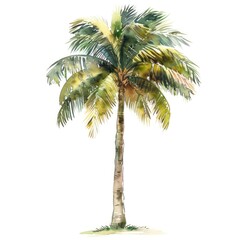 An isolated palm tree illustration watercolor artwork.