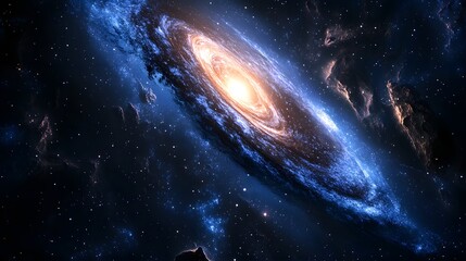 Fototapeta premium Majestic galaxy with a large shining star: a captivating abstract representation of celestial beauty in space