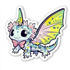 Fototapeta premium Adorable Pastel Dragon Sticker Whimsical Fantasy Creature Design