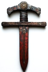 Ancient Dagger with Rustic Decor, and White BG.
