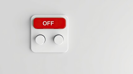 Fototapeta premium A rectangular electrical switch shows the red off button engaged