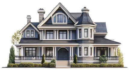 Fototapeta premium Victorian style house with ornate details and lush greenery