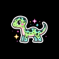 Obraz premium Adorable Cartoon Leopard Gecko with Stars