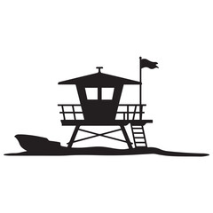 Lifeguard tower Silhouette vector Black, Safeguard tower black on a white background.
