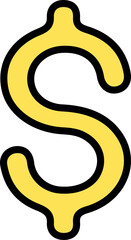 Yellow dollar currency with black border