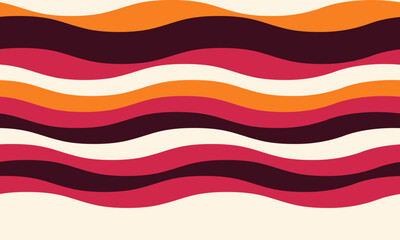 Vibrant wavy stripes in warm autumnal hues create a dynamic, retroinspired pattern.  Perfect for backgrounds, textile design, or adding a playful, energetic feel to your projects.