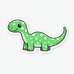 Obraz premium Adorable Green Spotted Dinosaur Cartoon Character Sticker