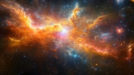 Fototapeta premium Majestic nebula in the sky with rich colors and textures creating an intriguing cyberpunk abstract landscape