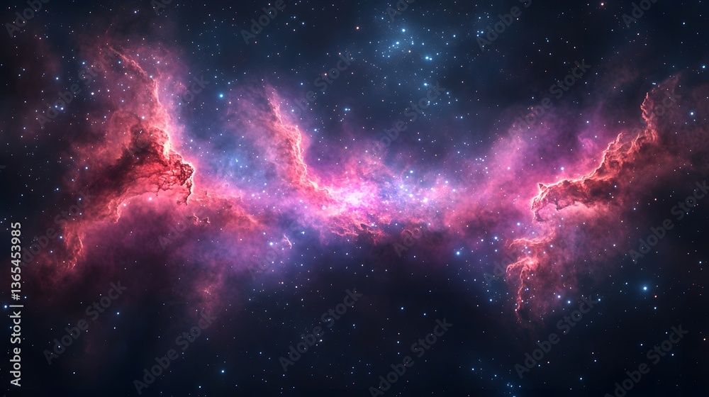 Poster mesmerizing nebula and star cluster creating an abstract cosmic cyberpunk scene with depth and lumin