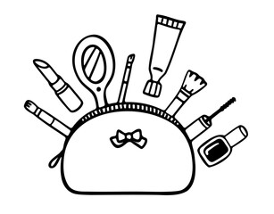 シンプルなコスメとポーチのイラスト素材