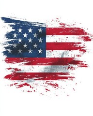 Artistic brush stroke depiction of the American flag with stars and stripes.