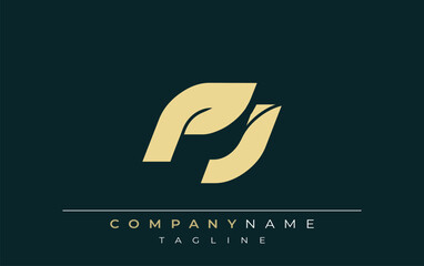 PJ Sleek Geometric Logo Design. Neutral colors and minimalist style create a professional and contemporary impression, suitable for branding and corporate identity.
