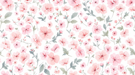 Watercolor Pink flower background, Beautiful seamless pattern with watercolor gentle pink flowers