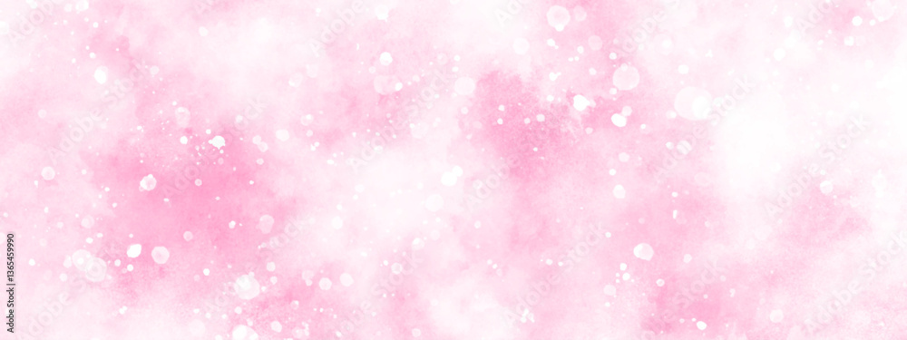 Wall mural beautiful bokeh is falling randomly on pink background, blurry and empty smooth pink abstract backgr