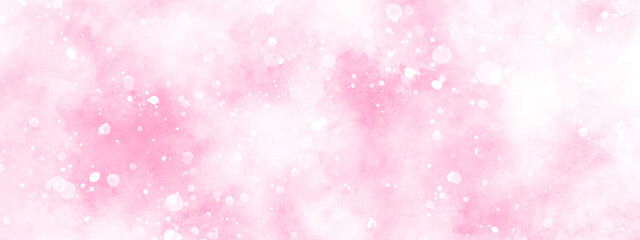 beautiful bokeh is falling randomly on pink background, blurry and empty smooth pink abstract background with bubbles, beautiful pink watercolor background with various bokeh surrounding randomly.