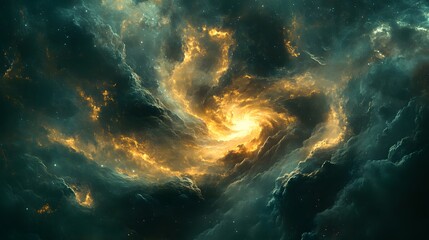 Fototapeta premium Enigmatic nebula displayed in the sky captured in a dreamlike cosmic background of glowing celestial phenomena