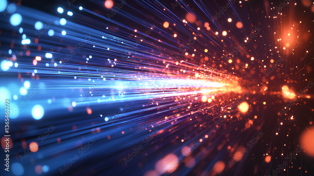 Canvas Prints fiber optic cable bursting with data, transmitting light pulses as a representation of high-speed in