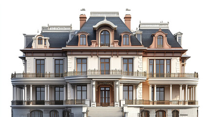 Fototapeta premium Elegant residential house with classic architecture and ornate details