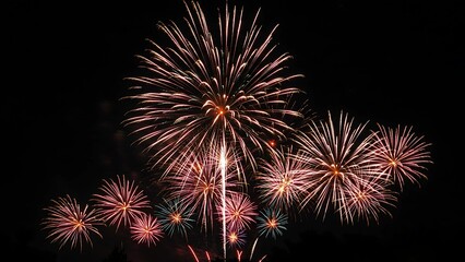 Celebratory Fireworks: Colorful Explosions in Dark Sky