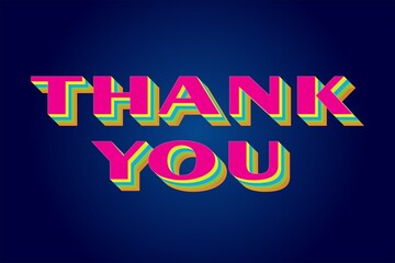 Colorful 3D Thank You Text Art Illustration Design