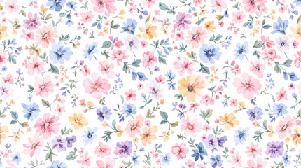 Watercolor Color flower background, Beautiful seamless pattern with watercolor gentle color flowers