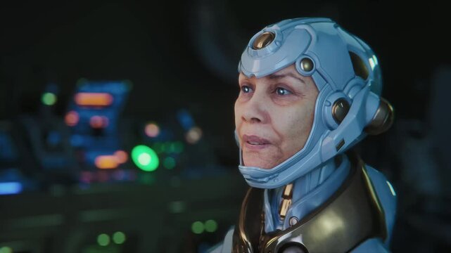 AI Female Humanoid Speaking in Futuristic Control Room &ndash; 4K Cinematic Shot