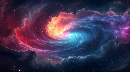 Obraz premium A vibrantly colorful galaxy captured in a stunning fractal abstract design of cosmic beauty