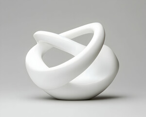Abstract white sculptural form, smooth curves and intertwined loops