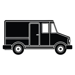 Urban Delivery Truck Black Silhouette Vector Sign