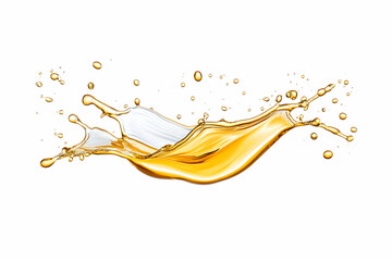 Amber liquid splash isolated on white background