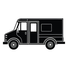 Shipping Truck Silhouette Black Freight Transport Illustration