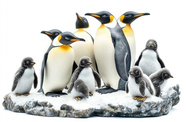 Fototapeta premium A group of emperor penguins with their young