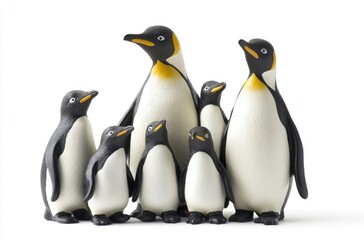 Obraz premium A group of emperor penguins with their young