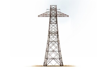 Power line tower cable white background architecture.