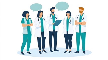 Medical Team Discussion with an Empty Speech Bubble