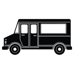 Black Transport Truck Silhouette Logistic Symbol