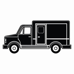 Simple Cargo Truck Silhouette Black Flat Design