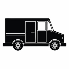 Classic Delivery Truck Black Silhouette Vector Art