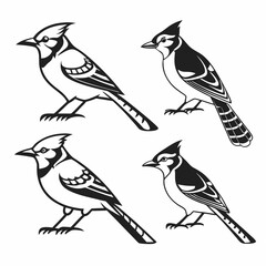 Blue Jay icon set black silhouette vector bundle