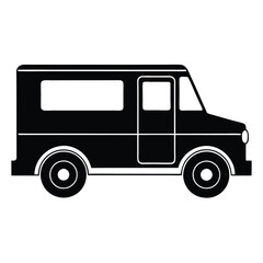 Black Box Truck Silhouette Vector Illustration