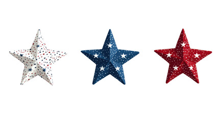 Obraz premium Patriotic 4th of July Star Decoration with Red, White, and Blue Theme Isolated on White Background