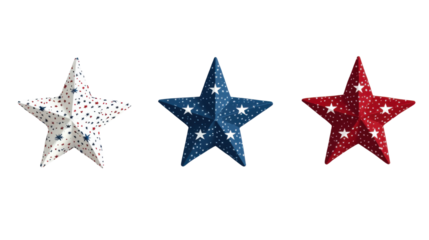 Patriotic 4th of July Star Decoration with Red, White, and Blue Theme Isolated on White Background