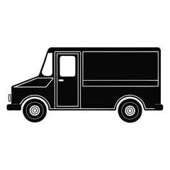 Black Freight Truck Silhouette Vector Transport