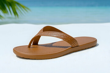 Brown thong sandal on beach