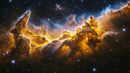 Fototapeta premium Cosmic Nebula Golden Star Cloudscape