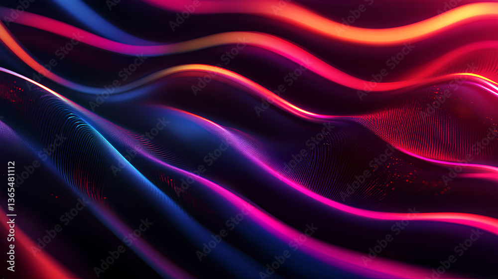 Poster abstract wave lines pattern dynamic colorful light flowing isolated on black background. concept of 