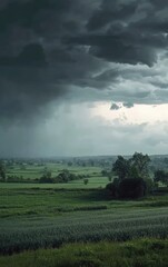 Fototapeta premium storm clouds over green field
