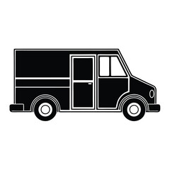 Delivery Truck Icon Minimalist Black Silhouette